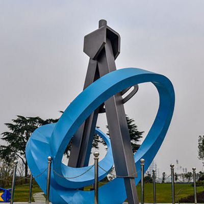彩绘圆规不锈钢标志雕塑