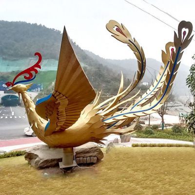 神兽凤凰城市动物铜雕