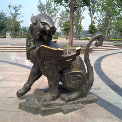 青铜飞狮动物景观铜雕