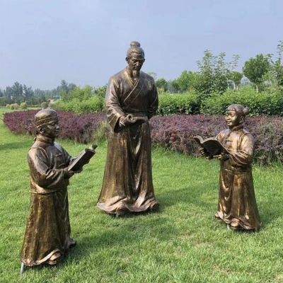 读书人物商场标志铜雕