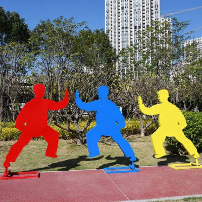 打太极人物不锈钢雕塑