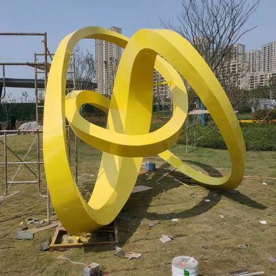 黄色异形圆环不锈钢雕塑