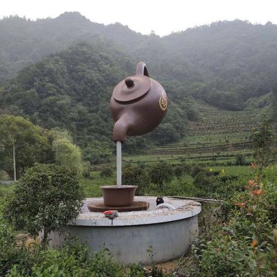 茶文化茶壶小区景观铜雕