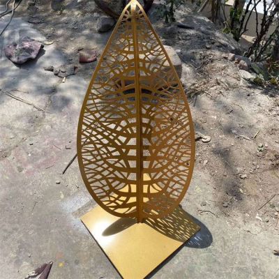 不锈钢校园树叶标志雕塑