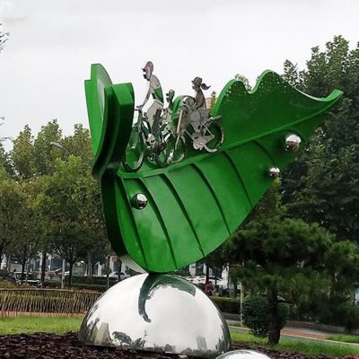 不锈钢街边树叶景观雕塑