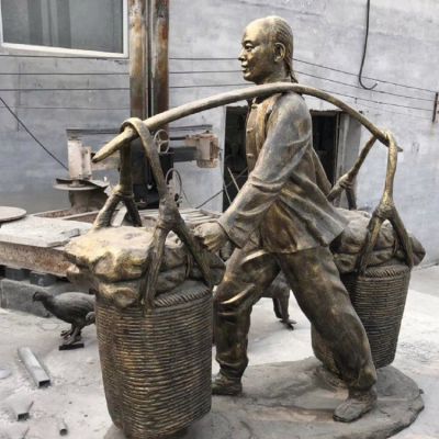 民俗小品卖货郎人物铜雕