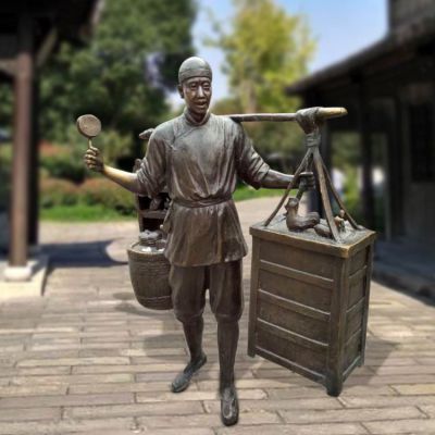 民俗人物卖东西景观铜雕