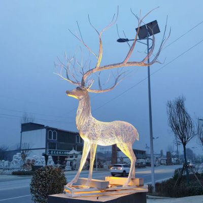 镂空鹿不锈钢抽象雕塑