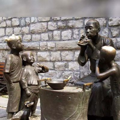 民俗吹糖人景观标志铜雕