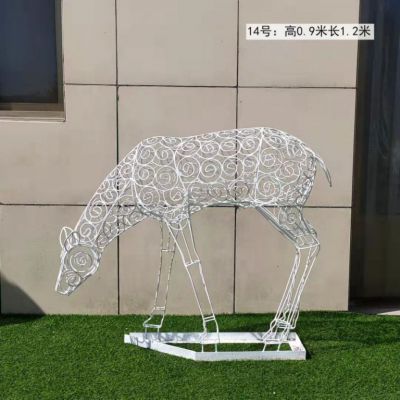 发光低头鹿不锈钢雕塑