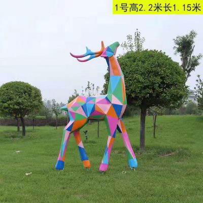 彩绘小鹿不锈钢景观雕塑