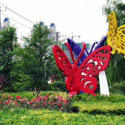 不锈钢动物蝴蝶商场雕塑