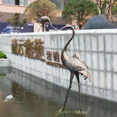 抽象群鹤动物标志铜雕