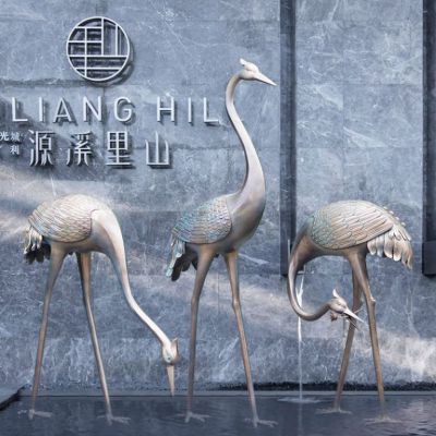 抽象群鹤动物景观铜雕