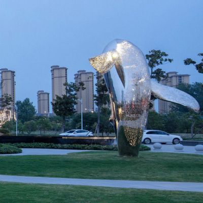 不锈钢海豚商场动物雕塑