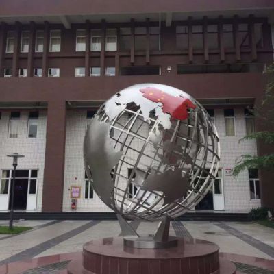 镂空地球仪不锈钢商场雕塑
