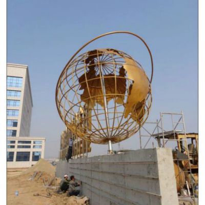 镂空地球仪不锈钢别墅雕塑