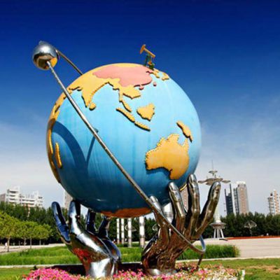 镂空地球仪不锈钢小区雕塑