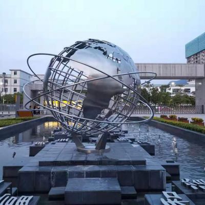 镂空地球仪不锈钢城市雕塑