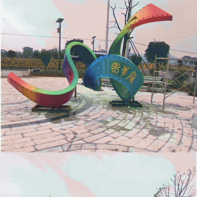 彩绘彩带不锈钢标志雕塑