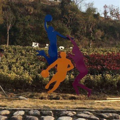剪影遛狗人物不锈钢雕塑