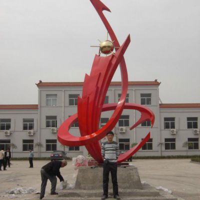 彩绘凤凰街边不锈钢雕塑