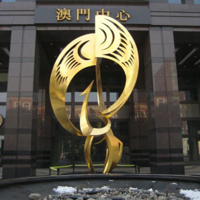 彩绘凤凰景区不锈钢雕塑