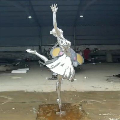 不锈钢舞蹈景观人物雕塑
