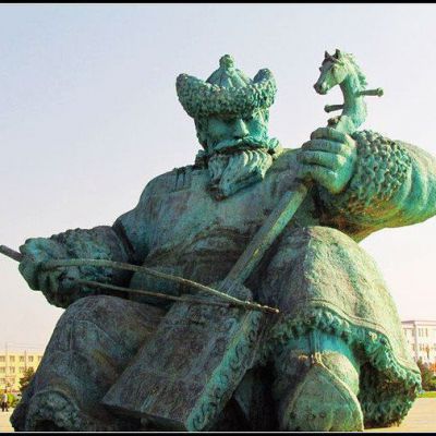 蒙古人表演景观标志铜雕