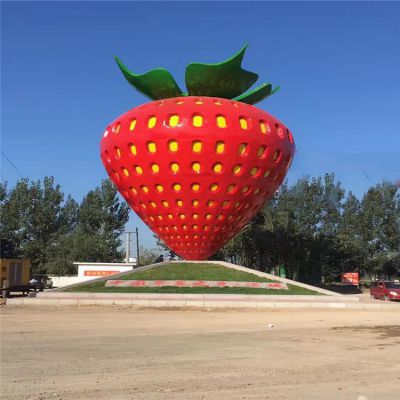 不锈钢彩绘草莓小区雕塑