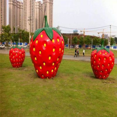 不锈钢彩绘草莓户外雕塑