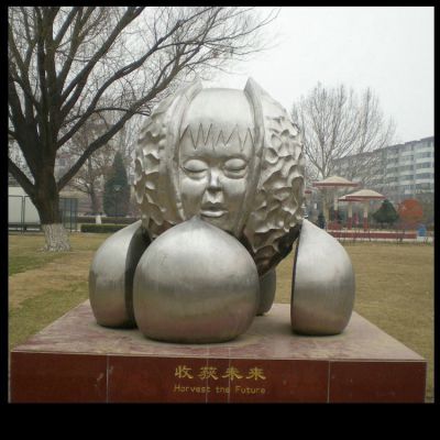 不锈钢收获未来镜面雕塑