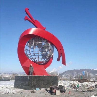 抽象不锈钢龙彩绘雕塑