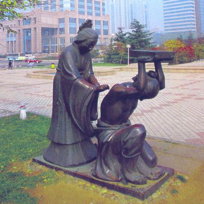 成语典故孟母刺字景观铜雕