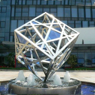 菱形镂空网格不锈钢雕塑