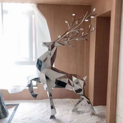 不锈钢发光鹿动物雕塑
