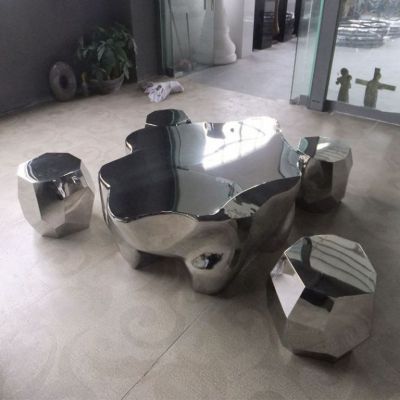 古代不锈钢座椅景观雕塑