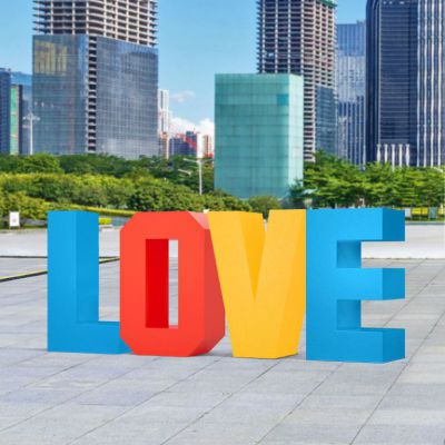 不锈钢love抽象景观雕塑