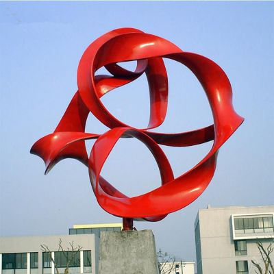 不锈钢彩绘彩带景观雕塑