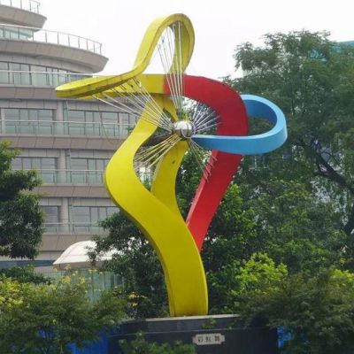 不锈钢彩带抽象景观雕塑