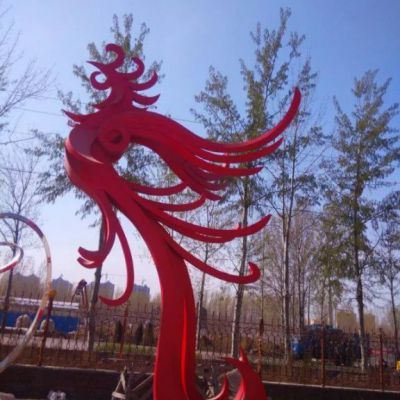 不锈钢浴火凤凰动物雕塑