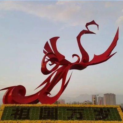 城市凤凰动物抽象雕塑