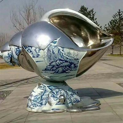 海螺镜面动物标志雕塑