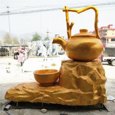 城市茶具标志景观铜雕