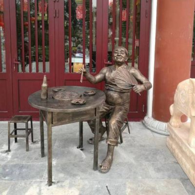 吃火锅城市美食人物铜雕