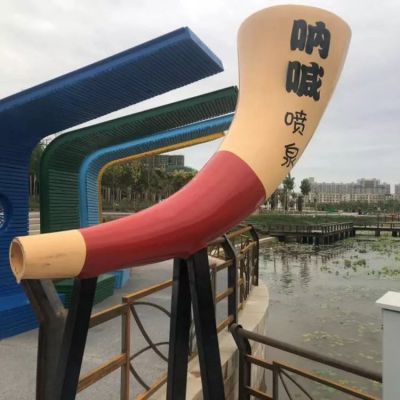 不锈钢呐喊喷泉号角雕塑