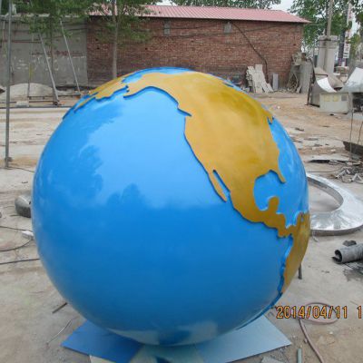 不锈钢彩绘地球仪景观雕塑