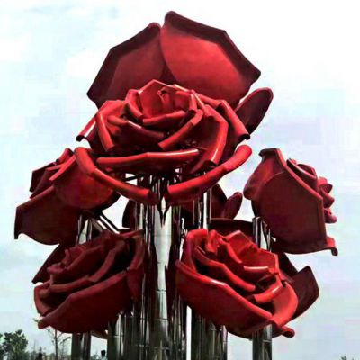 不锈钢花朵盛开标志雕塑