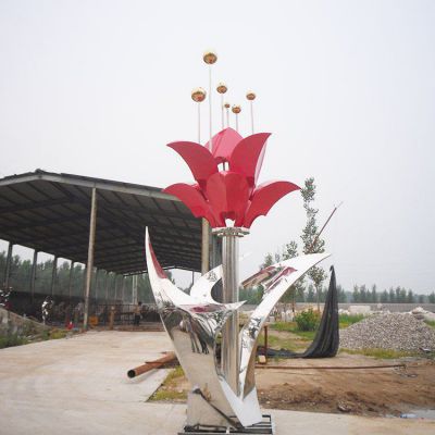 不锈钢抽象花朵绽放雕塑