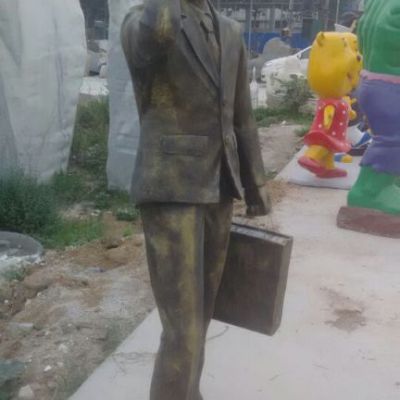 打电话现代人物标志铜雕